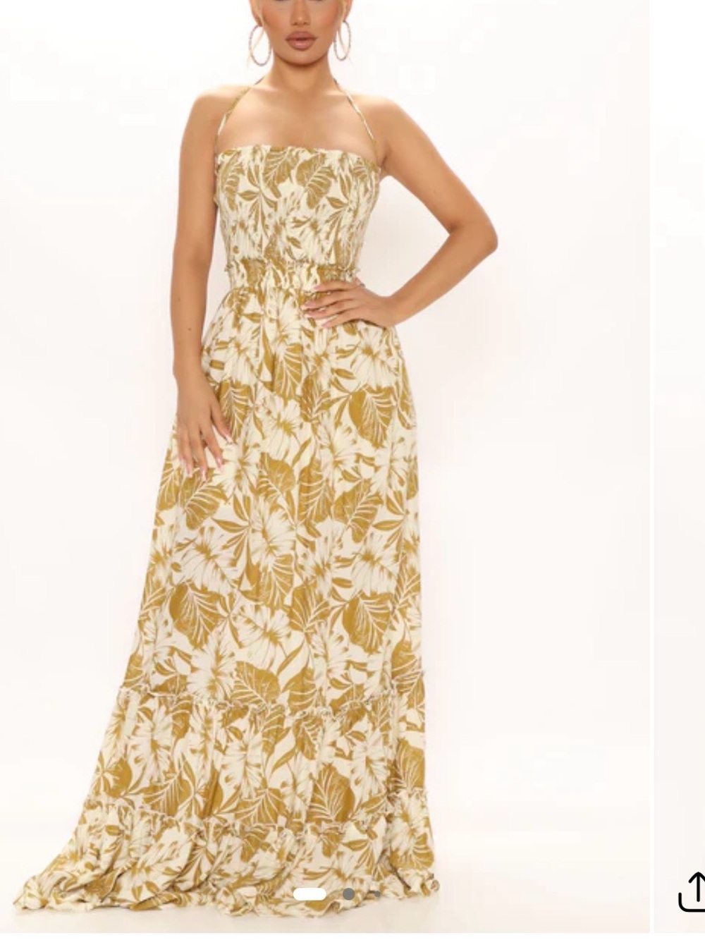 Fashion Nova Palm Tree Leaf Print Halter Maxi Dress